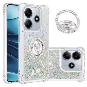 Foxdock Funda Glitter Líquida Para Xiaomi Redmi Note 14 4G Con Anillo Brillante, Tpu Antichoques Y Esquinas Reforzadas, Soporte