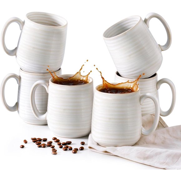 Coffee Mugs, 15 Ounce Coffee Cups Set of 6, Ceramic Mugs with Handle