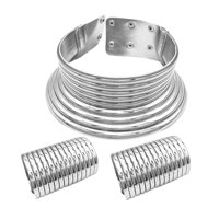 Magideal - Conjunto De Gargantilla Africana Vintage, Collar Llamativo, Brazalete Ajustable Con Broche, Joyería Para Mujeres Y Niñas, Fiesta Temática , Plata