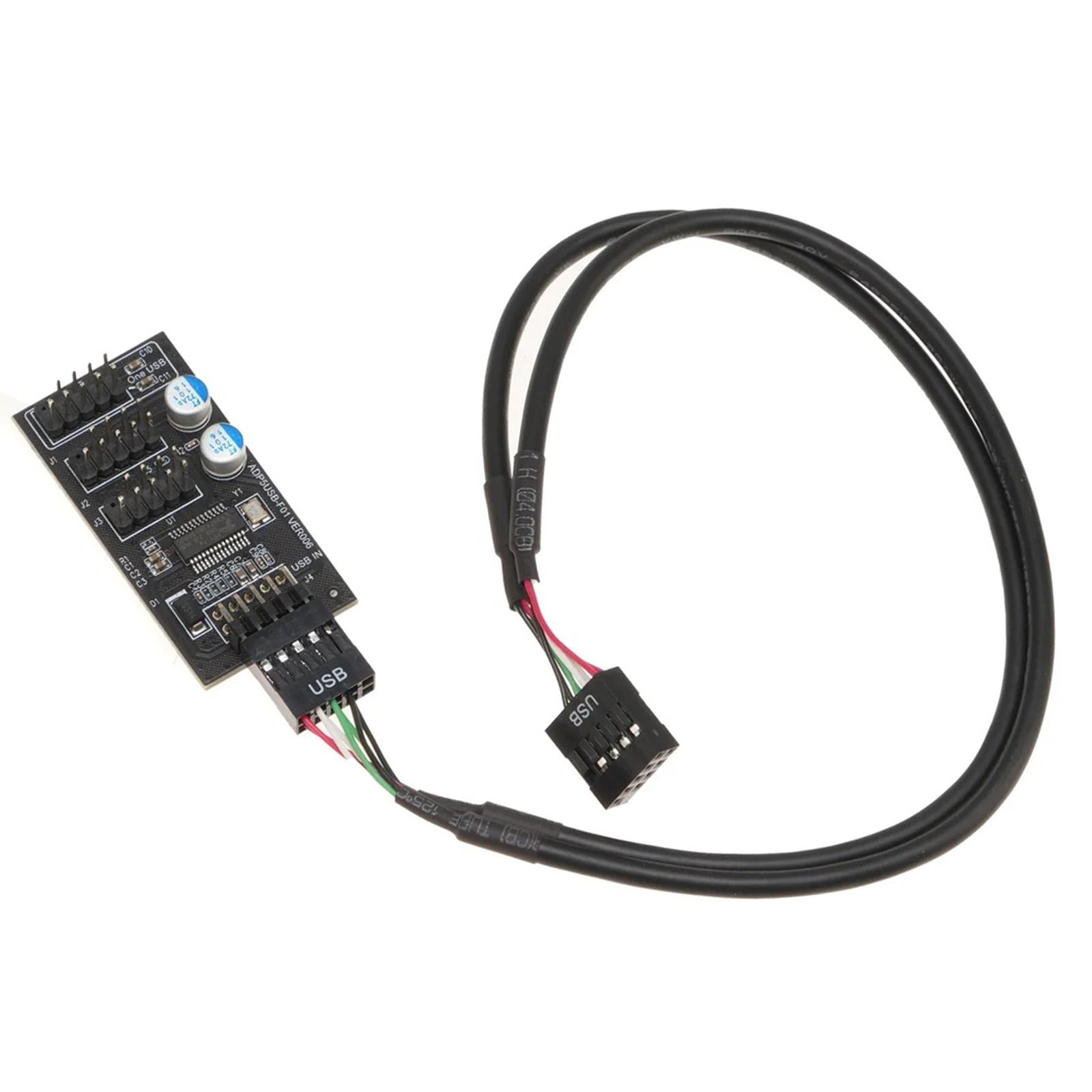 Magideal - Cable Conector Placa Base Usb 2 0 Cabezal De 9 Pines Concentrador De Extensión 1 A 3 Fácil Instalación Para Ordenadores Con Ventilador Le