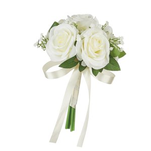 Magideal - Ramo De Novia Para Boda, Ramo De Novia, Centros De Mesa Florales, Flores Artificiales Para Propuesta De Despedida De Soltera, Accesorios De Fotografía Blanco