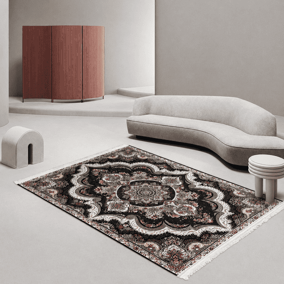 Alfombra Para Living Plush Textura Suave Estampada Con Flecos Medida 120x160cm