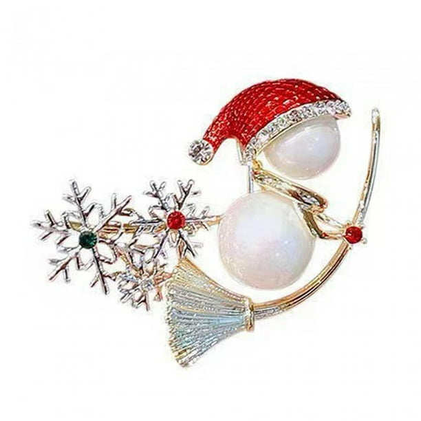 Broche navideño para mujer, broche con elemento navideño, aleación, diamantes de imitación, festival, broche de muñeco de nieve para bufanda, suéter,