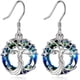 thumbnail image 1 of Exquisite Silvery Tree Design With Hollow Circle Shape Artificial Crystal Decor Dangle Earrings Elegant Minimalist Style Alloy Jewelry Daily Casual, 1 of 3