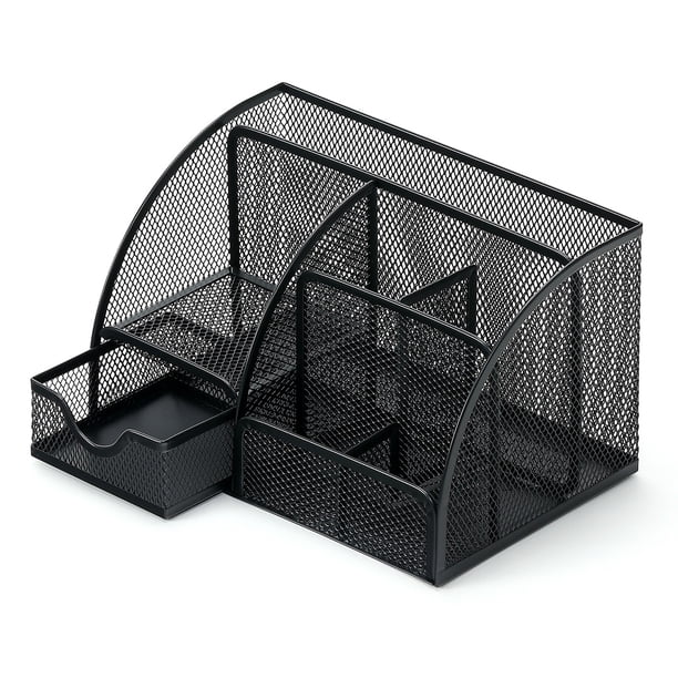 Organizador de escritorio de malla para oficina con 7 compartimentos, organizador multifuncional para cajones, escritorios, dulces, bolígrafos, 22 x 14 x 13 cm.