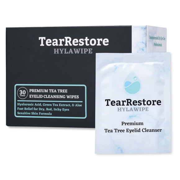 Toallitas para párpados TearRestore Tea Tree HylaWipe, 30 unidades