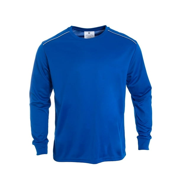 Polera Dry Fit C/Antibacterial Ml Cuello Polo Y Reflectante azul M