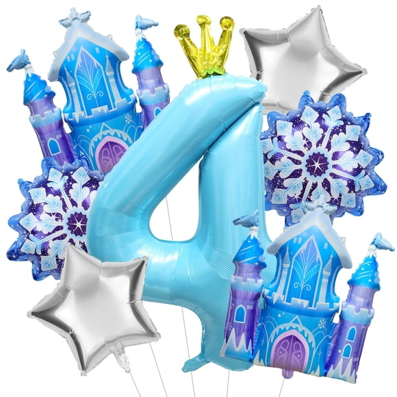 Set de decoración de fiesta con temática invernal para el cuarto cumpleaños de Gretion