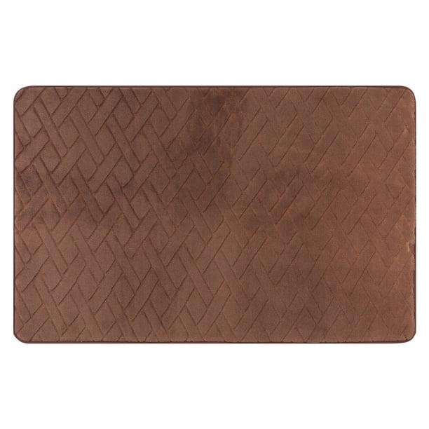 REGALWOVEN Alfombra de Baño con Patrón Geométrico Suave de Espuma de Memoria Absorbente Antideslizante Lavable a Máquina Marrón 16" x 24"