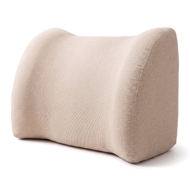 REGALWOVEN Almohada de Soporte Lumbar de Algodón para Uso en Interiores con Diseño Ergonómico para Comodidad Beige-Amarillo 17.7x7.5x11 pulgadas