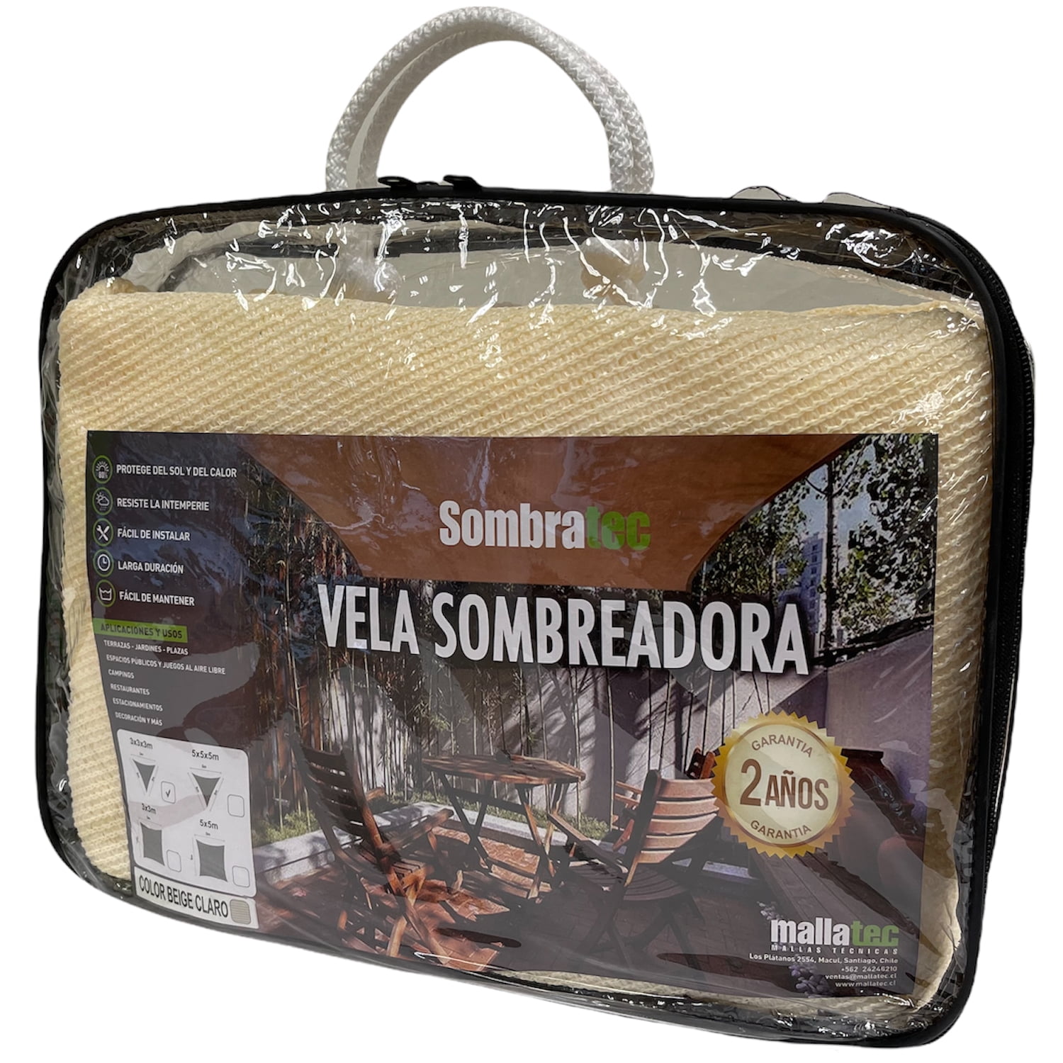 Vela Sombreadora Triangular, Beige Claro, 3X3X3 M