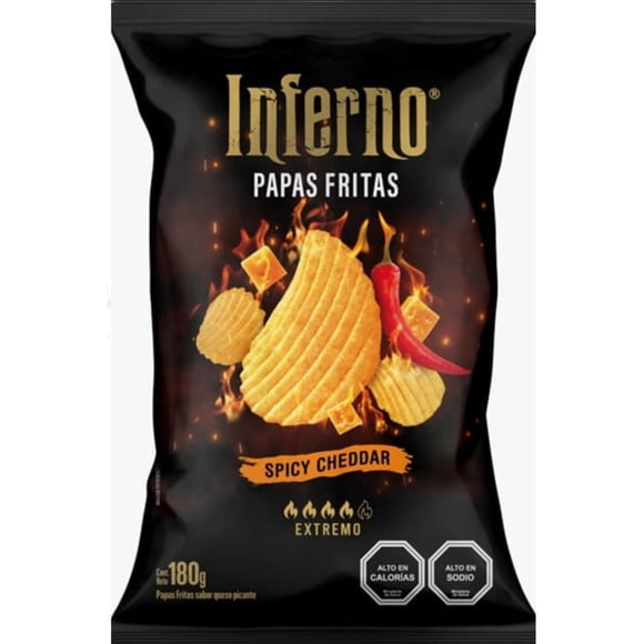 Papas Fritas Spicy Cheddar, 180 g