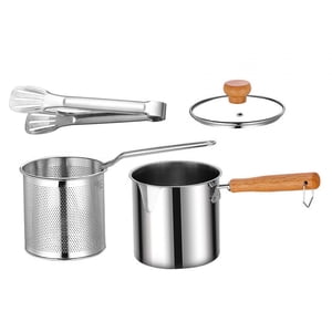 Magideal - Olla Para Freidora Con Colador De Aceite, Cesta Para Freír Aceite, Olla Para Freír, Cesta Para Freír, Olla Calentadora De Leche Para Patatas Fritas Y