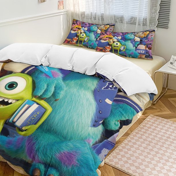 Monsters University Bedding Comforter Sets 3-Piece Bedding Set Soft Warm Bed Set for Bedroom All Season