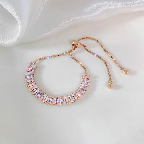 Luxury Full Zircon Bracelet with Super Flash Light and Adjustable Charm for Women - 18K Gold Plated Jewelry