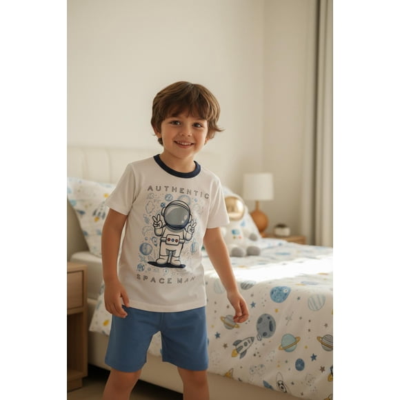 Pijama Algodón Niño Estampado Astronauta blanco 3