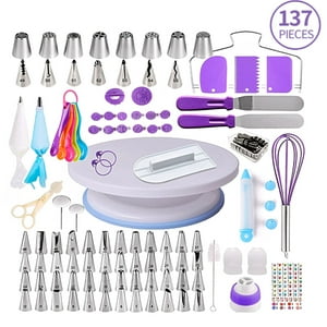 Crusec - 137 Accesorios Para Decorar Tortas Con Base Giratoria 360°