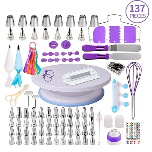 137 Accesorios Para Decorar Tortas Con Base Giratoria 360°