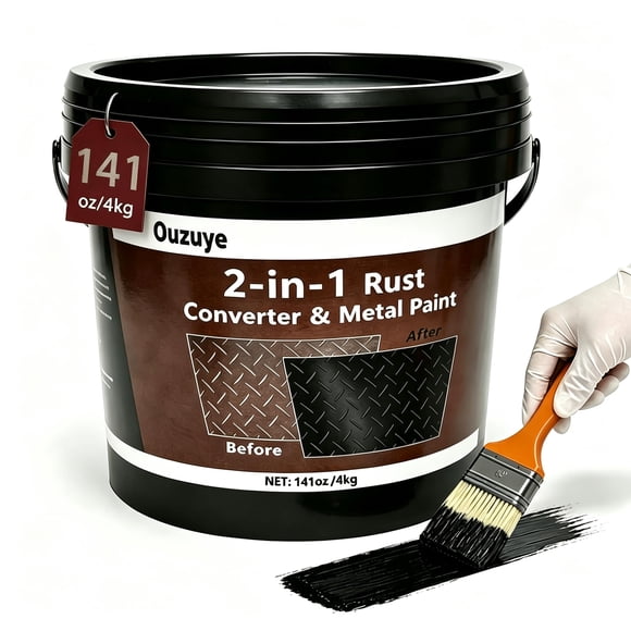 Convertidor de óxido Ouzuye 4 kg Imprimación negra para metal (141 oz)