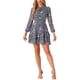 thumbnail image 1 of INSPIRE CHIC Vestidos de Verano para Mujeres 2025 Floral con Lazo en el Cuello en V Manga Larga Semitransparente en Capas Vestido Mini de Gasa XS Azul Gris, 1 of 6