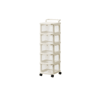 Genérico - Carrito Organizador Ruedas Tipo Cómoda 5 Cajones Beige