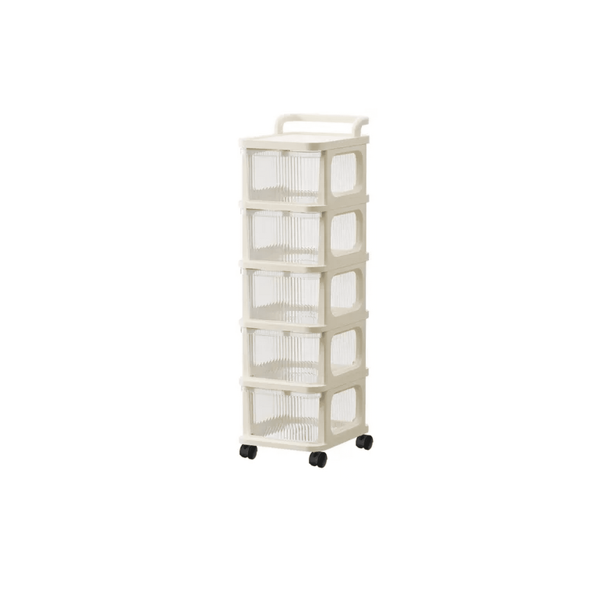 Genérico - Carrito Organizador Ruedas Tipo Cómoda 5 Cajones Beige