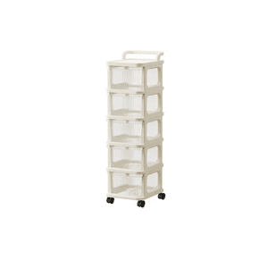 Genérico - Carrito Organizador Ruedas Tipo Cómoda 5 Cajones Beige