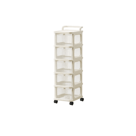 Genérico - Carrito Organizador Ruedas Tipo Cómoda 5 Cajones Beige