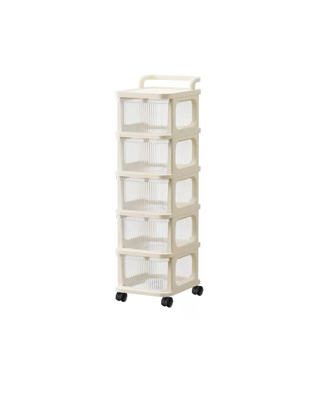 Genérico - Carrito Organizador Ruedas Tipo Cómoda 5 Cajones Beige
