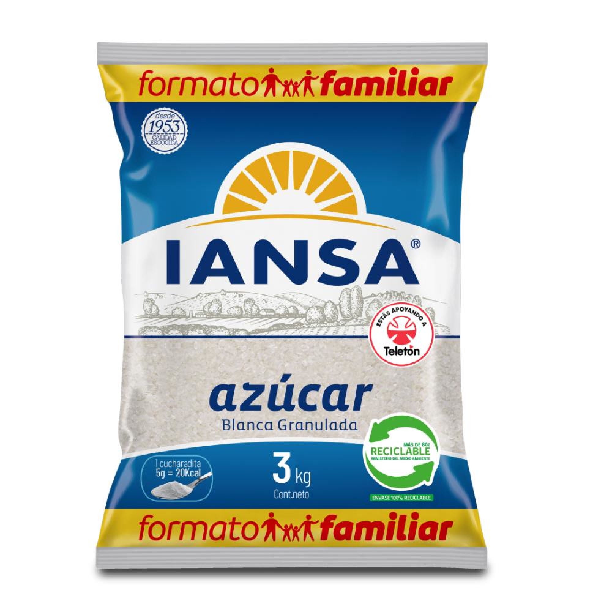 Azúcar Blanca Granulada Bolsa 3 Kg Iansa