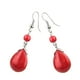 thumbnail image 2 of Temperamento Textura Turquesa Pendientes Nupcial Cuelga Gota Oreja Anillos Rojo, 2 of 3
