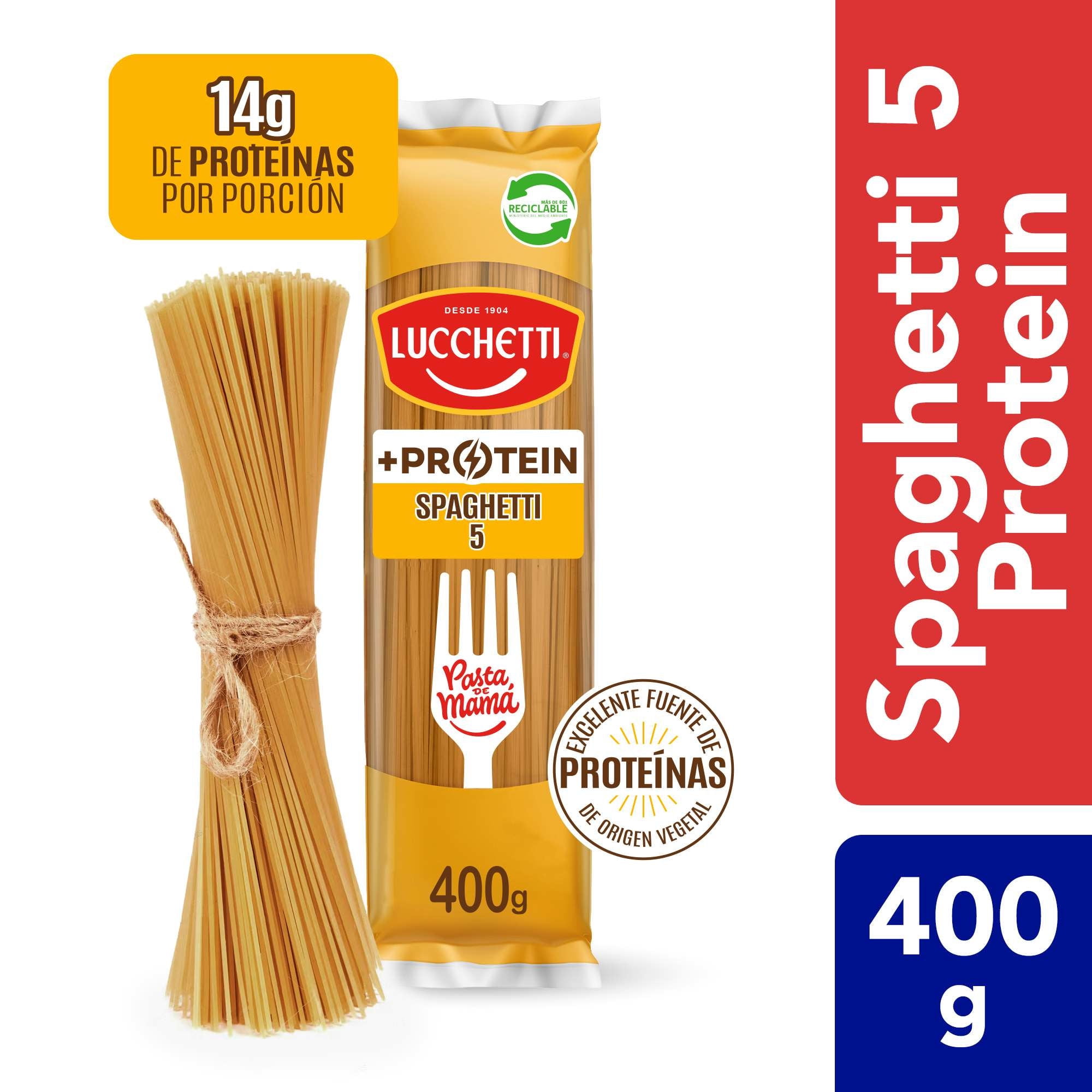 Fideo Pasta Proteína Spaghetti N°5 Bolsa 400 g Lucchetti