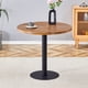thumbnail image 2 of 31.5 Inch Dark Wood Grain Round Dining Table - Suction Molding Annular Texture, Durable and Water-Resistant.Suction Molding Process,Dark Wood Grain Design,Black Metal Stand., 2 of 3