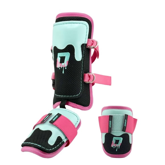 Espinilleras y Protectores de Codo Sportz Drip Juvenil S/M Rosa/Aguamarina/Negro