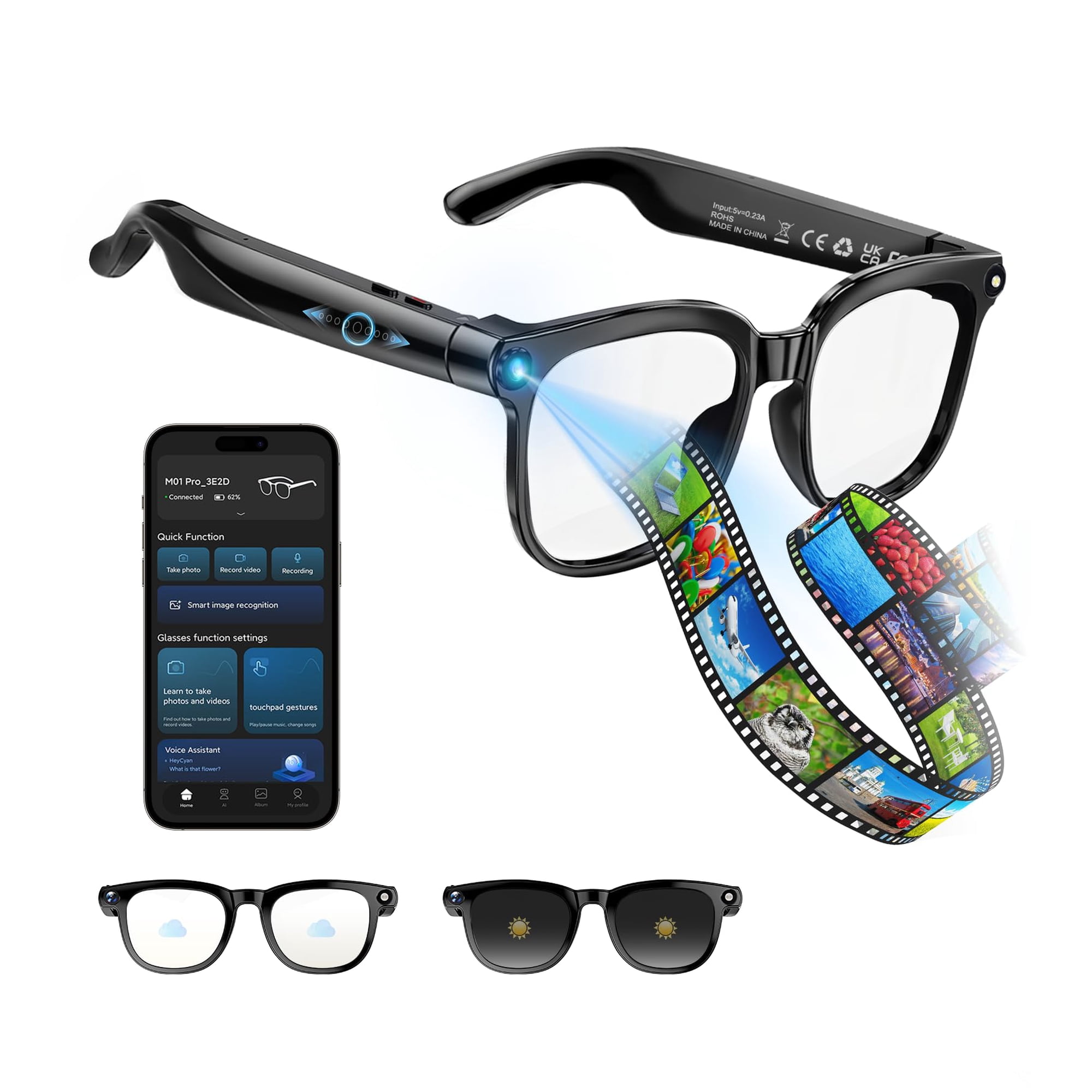 Gafas Inteligentes Nyvyzn Con Cámara, Bluetooth Y Traducción