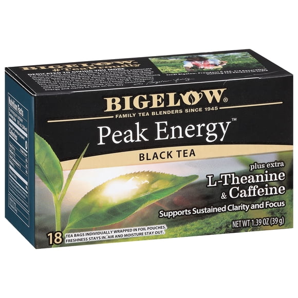 Tea Bigelow Peak Energy Black con cafeína, 108 bolsas x 1.39 oz