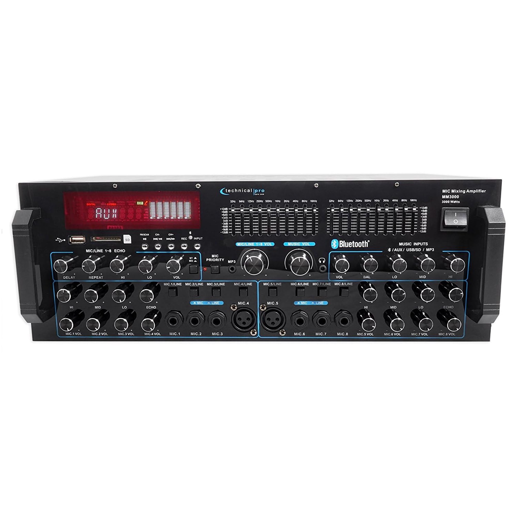 Amplificador Mezclador De Micrófono Technical Pro Mm3000 Con Bluetooth