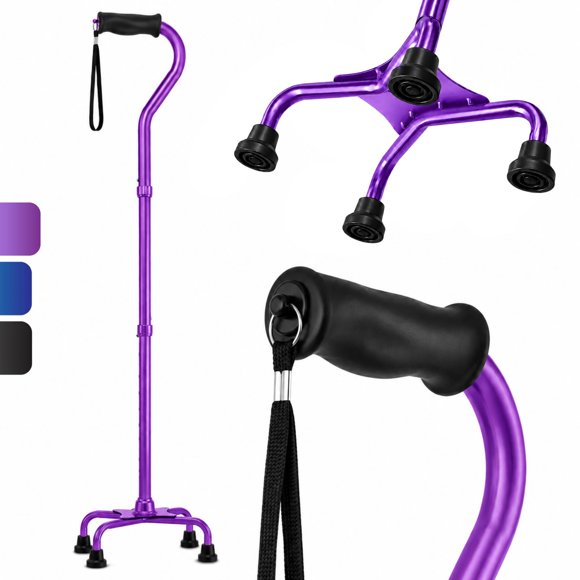 Bastón HONEYBULL 79‑97 cm Púrpura con base cuádruple