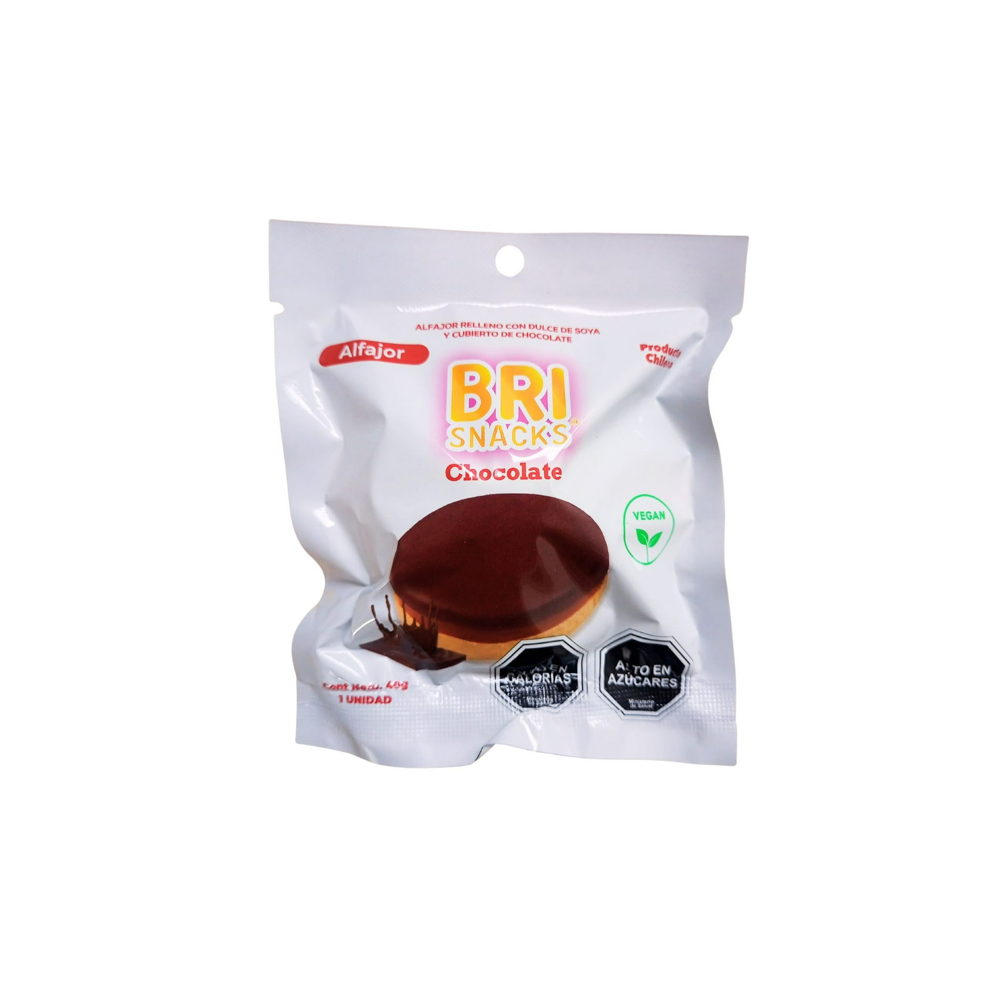 Caja Alfajores Vegano Chocolate 40g Brisnacks 15 Unidades