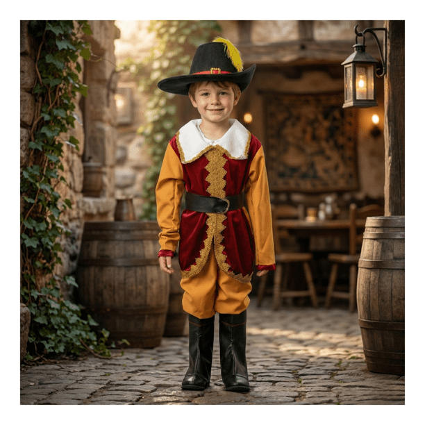 Disfraz Del Gato Con Botas Para Niños Con Capa Y Sombrero