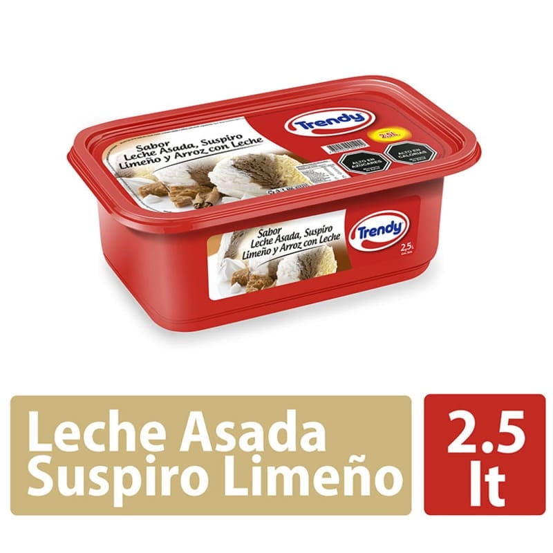 Helado De Leche Sabores Leche Asada, Suspiro Limeño, Arroz Con Leche Cassata 2,5 L Trendy