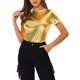thumbnail image 1 of INSPIRE CHIC Camisetas de Fiesta Brillantes de Manga Corta con Textura Metálica para Mujer XL NONE17, 1 of 6