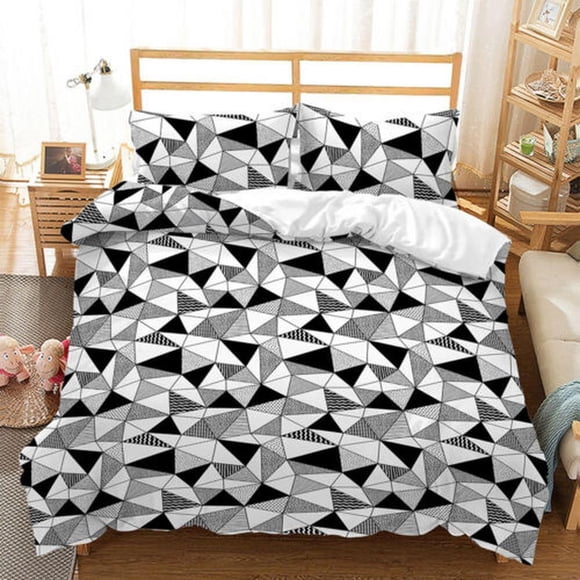 Geometric Triangle Art Quilt Duvet Cover Set Super Kids Bedding Double 3-Piece Bedding Set