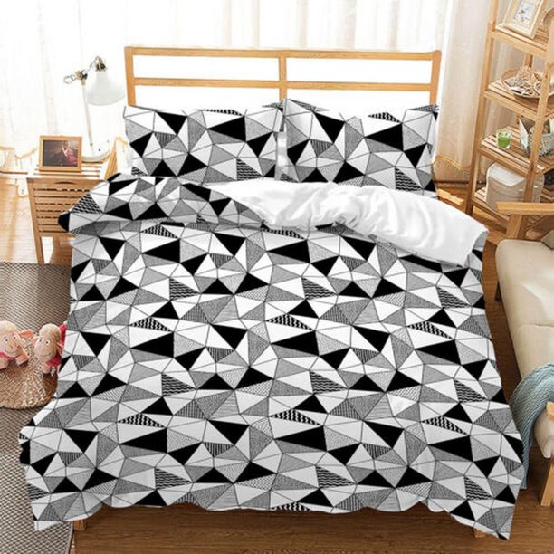 Geometric Triangle Art Quilt Duvet Cover Set Super Kids Bedding Double 3-Piece Bedding Set