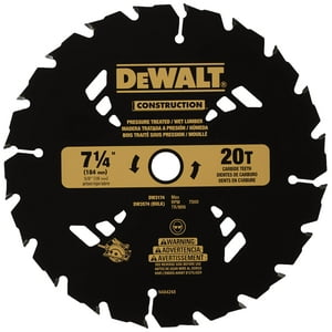 Hoja De Sierra Circular Dewalt Dw3174 De 20 Dientes Para Madera Tratada