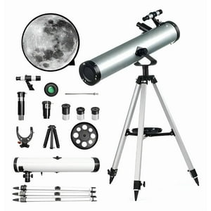 Genérica - Telescopio Astronómico Profesional Reflect Hd 700 Mm X 76Mm Plata Regalos De Cumpleaños / Vacaciones / Navidad.