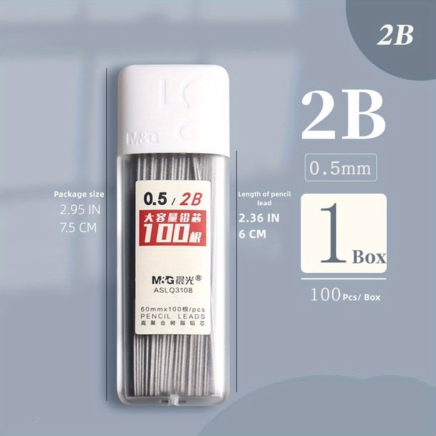 Upgrade Your Writing Experience with 100pcs/box 0.5mm/0.7mm 2B/HB Automatic Pencil Refill - Large Capacity and Durable, Perfect for Students