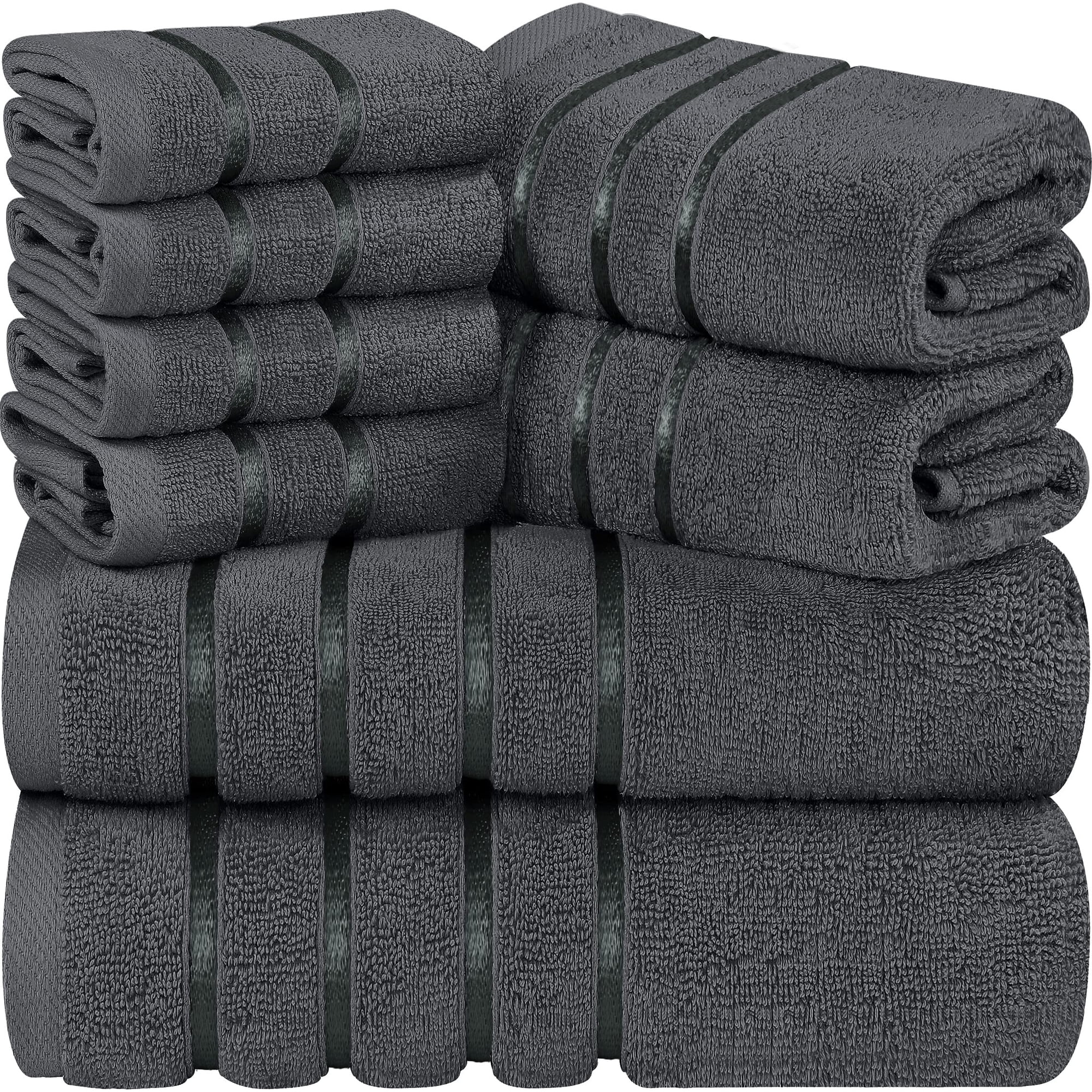 Juego De Toallas Utopia Towels, 8 Piezas, 600 G/m², Algodón Hilado En Anillos, Gris