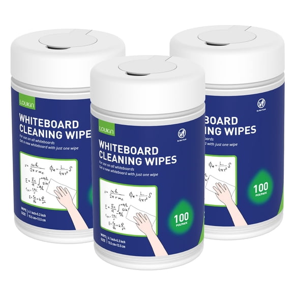 Toallitas Loukin para limpiar pizarras blancas - Pack de 3 x 100 unidades