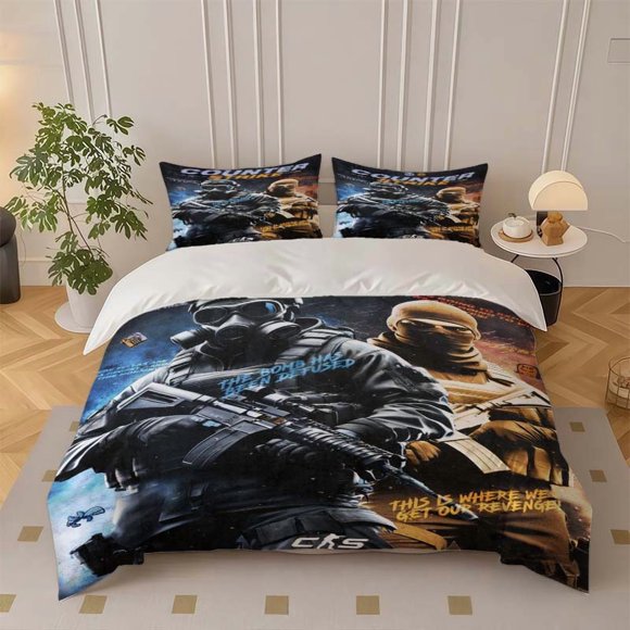 Counter-Strike CS Themed Bedding Set Three-Piece Duvet Cover and Pillowcase Set Soft and Comfortable